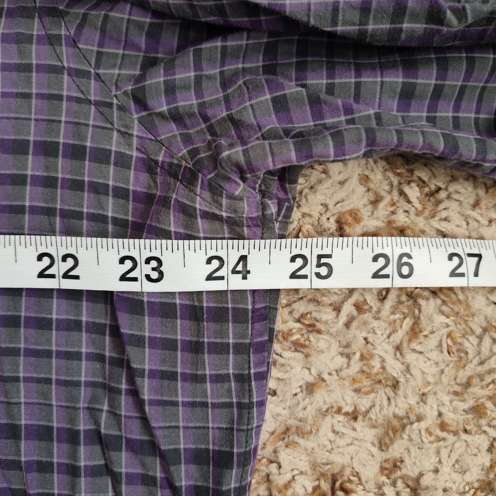 John Varvatos USA Men Sz XL Gray‎ Purple Plaid Long Sleeve Button Up Shirt - Picture 6 of 11